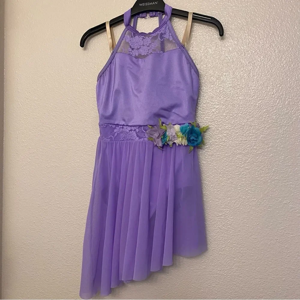 WEISSMAN Dance costume lavender purple dress DANCING ON MY OWN 12136 MC 10/12